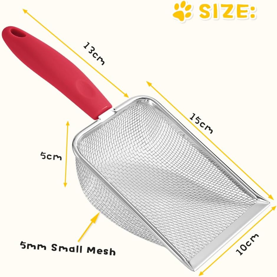 Cat Litter Scoop,Sturdy Litter Cleaner Corner Shovel,Stainless Steel Mesh Litter Shovel,Easy to