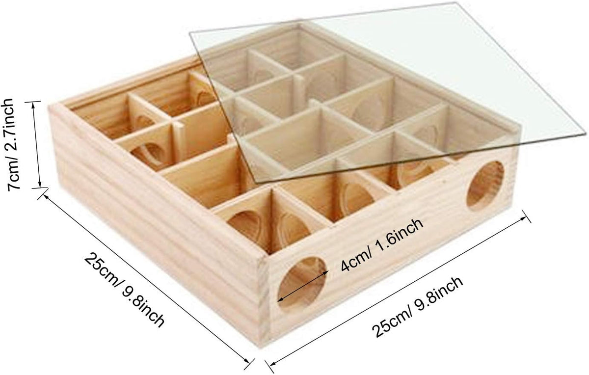 Allazone Wooden Maze Tunnel Toy with Cover, Small Pet Animals Sport Toy Funny Toy for Mice Dwarf