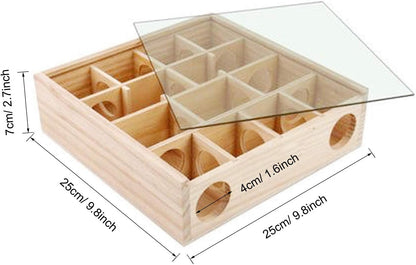 Allazone Wooden Maze Tunnel Toy with Cover, Small Pet Animals Sport Toy Funny Toy for Mice Dwarf