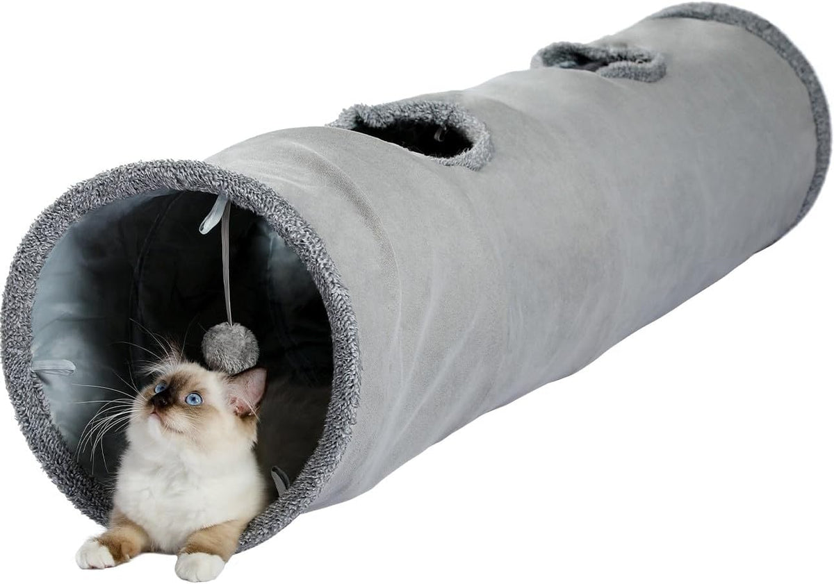 PAWZ Road Cat Tunnel 51 Inches Long Cat Toys Collapsible Tunnel 12 Inches in Diameter Large Cats