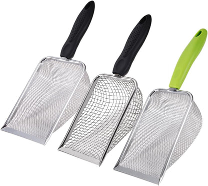 3PCS Stainless Steel Cat Litter Scoop,Litter Cleaner Corner Scoop Sand Sifter,Easy to Clean Cat