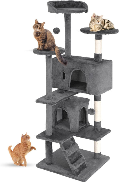 FDW Cat Tree 54in Cat Tower Multi-Level Durable Cat Scratching Post & Cozy Fun Cat Jumping Platform