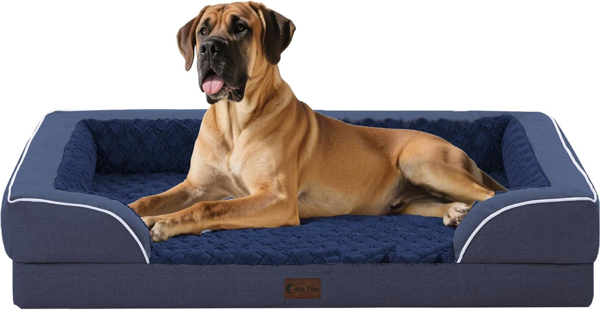 Orthopedic XXL Dog Bed for Extra Large Dogs, Waterproof Memory Foam Dogs Bed with Sides, Egg-Crate
