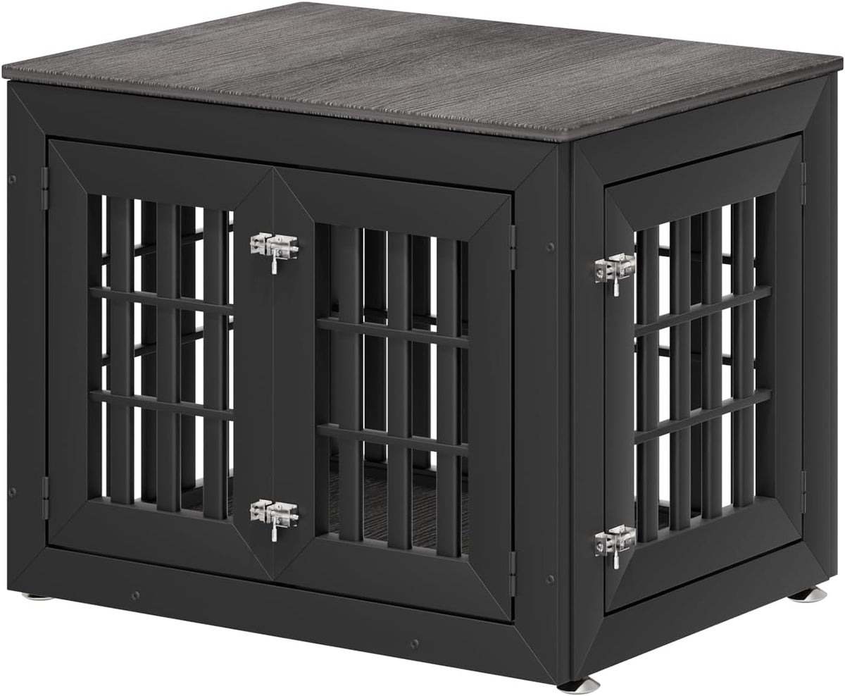 32" Heavy Duty Dog Crate Furniture for Small,Medium and Large Dogs,Rustic Wooden Dog Cage Kennel