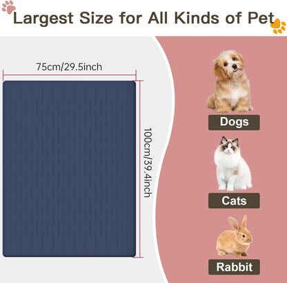 Large Dog Mats for Food and Water, 40"x30" Waterproof Pet Food Mats for Floor Nonslip Silicone Bowl