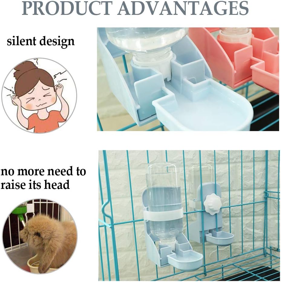 kathson Rabbit Water Bottle, 17oz Hanging Water Fountain Automatic Dispenser No Leak WaterFeeder