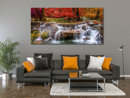 Yxbhhym Landscape Canvas Wall Art Waterfall Painting -Trees Forest Picture Prints-Fall Scenery