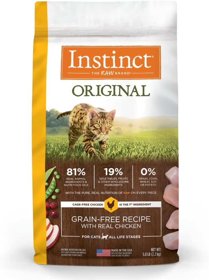 Instinct Original Dry Cat Food, Raw Coated Kibble, High Protein, Grain Free Recipe - Real Chicken