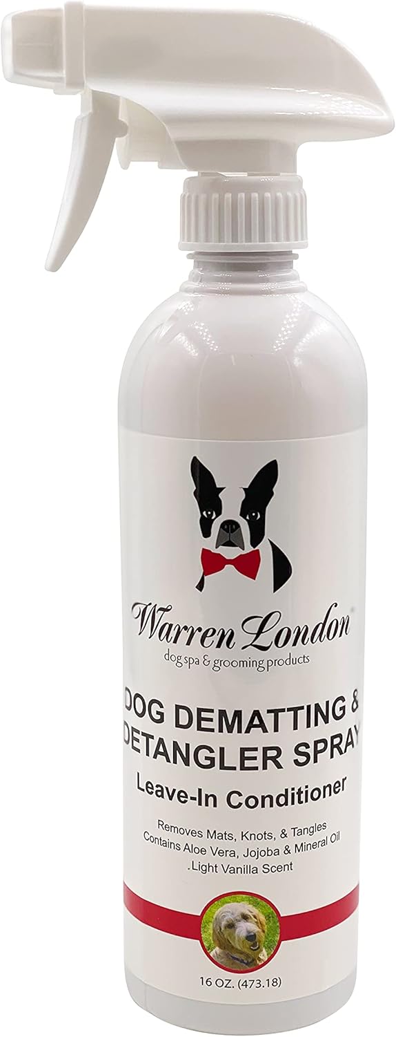 Warren London Dog Dematting & Detangling Spray | Groomer-Formulated Conditioner w/Aloe Vera &