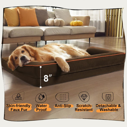 Large Dog Bed Orthopedic Washable - Beds Bolster - Waterproof with Removable Cover - Extra XL