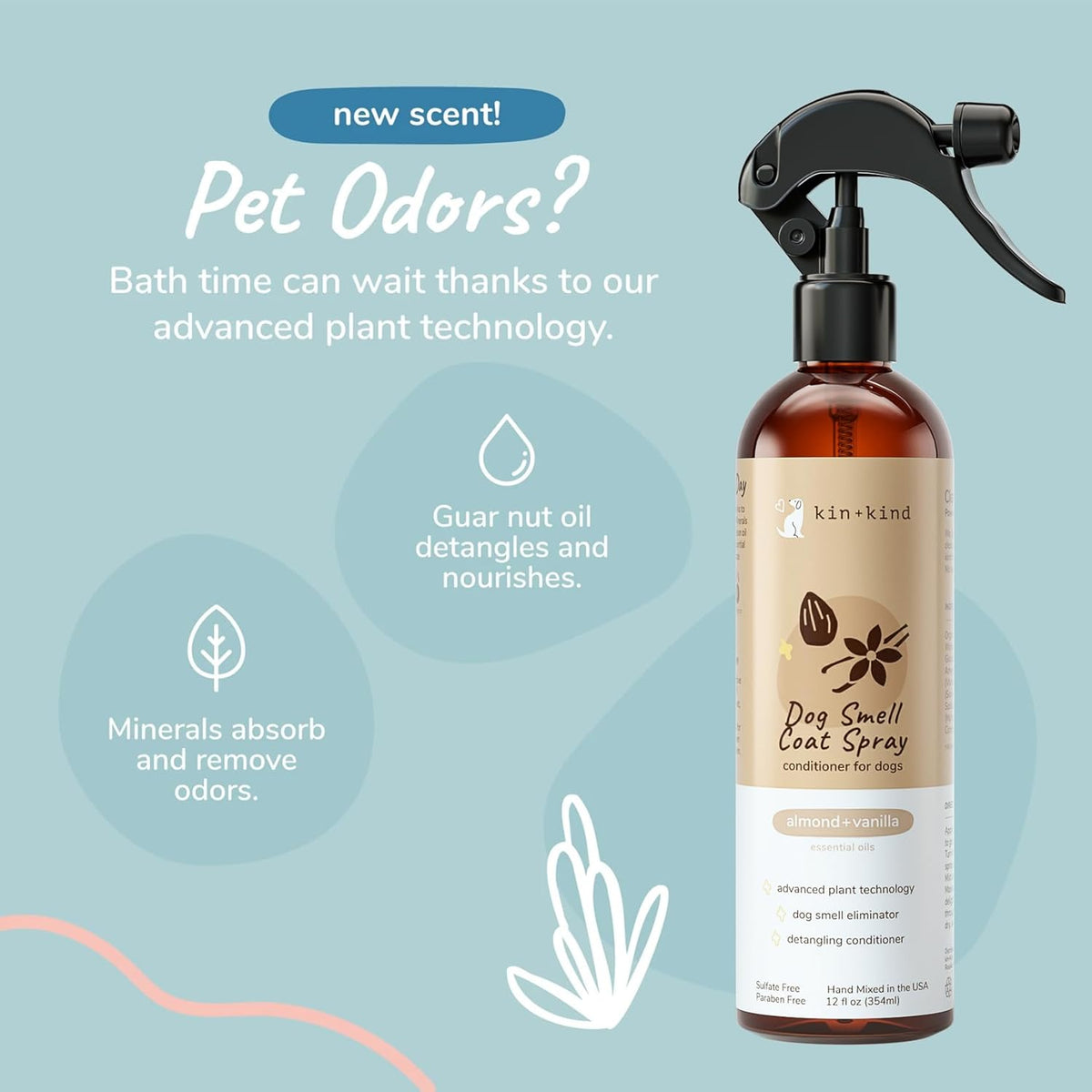 kin+Kind Dry Shampoo and Deodorizing Spray Bundle- Waterless Dog Shampoo & Pet Odor Eliminator