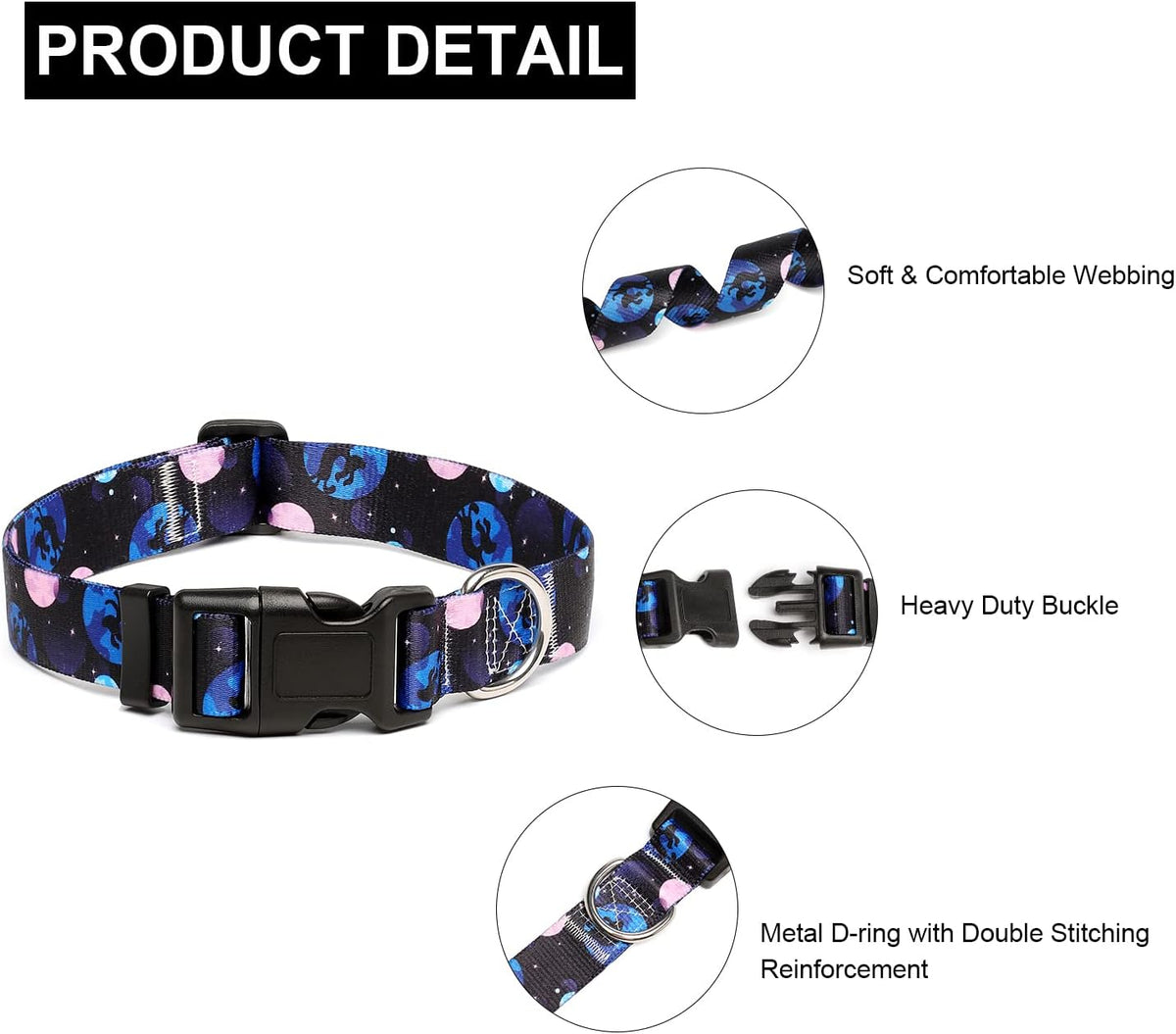 Mercano Adjustable Dog Collar - Special Design Patterns, Soft Nylon Comfortable Durable Pet Collar