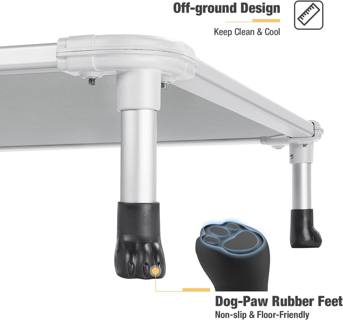 Veehoo Chew Proof Elevated Dog Bed - Cooling Raised Pet Cot - Silver Aluminum Frame and Durable