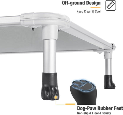 Veehoo Chew Proof Elevated Dog Bed - Cooling Raised Pet Cot - Silver Aluminum Frame and Durable