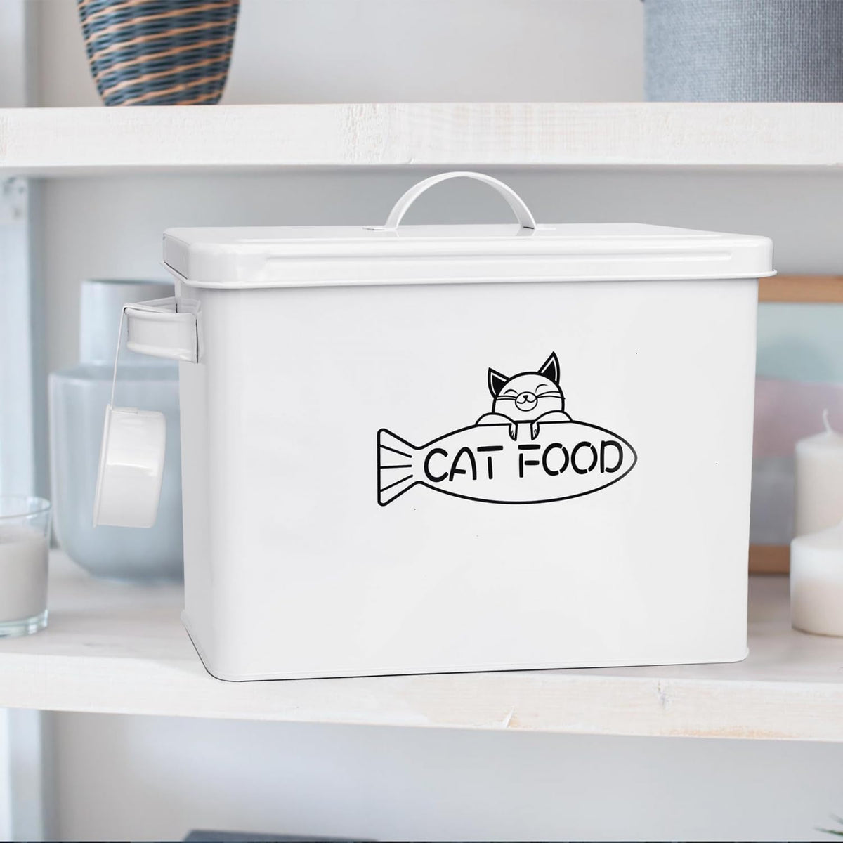 Large Dog and Cat Food Storage Container, Farmhouse Pet Food Storage Containers with Lid and Dry