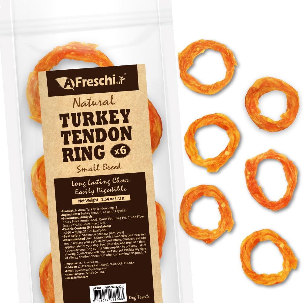 Afreschi Turkey Tendon Small Ring (S) 6 Pieces per Pack, USA-Sourced Turkey Tendon, All Natural
