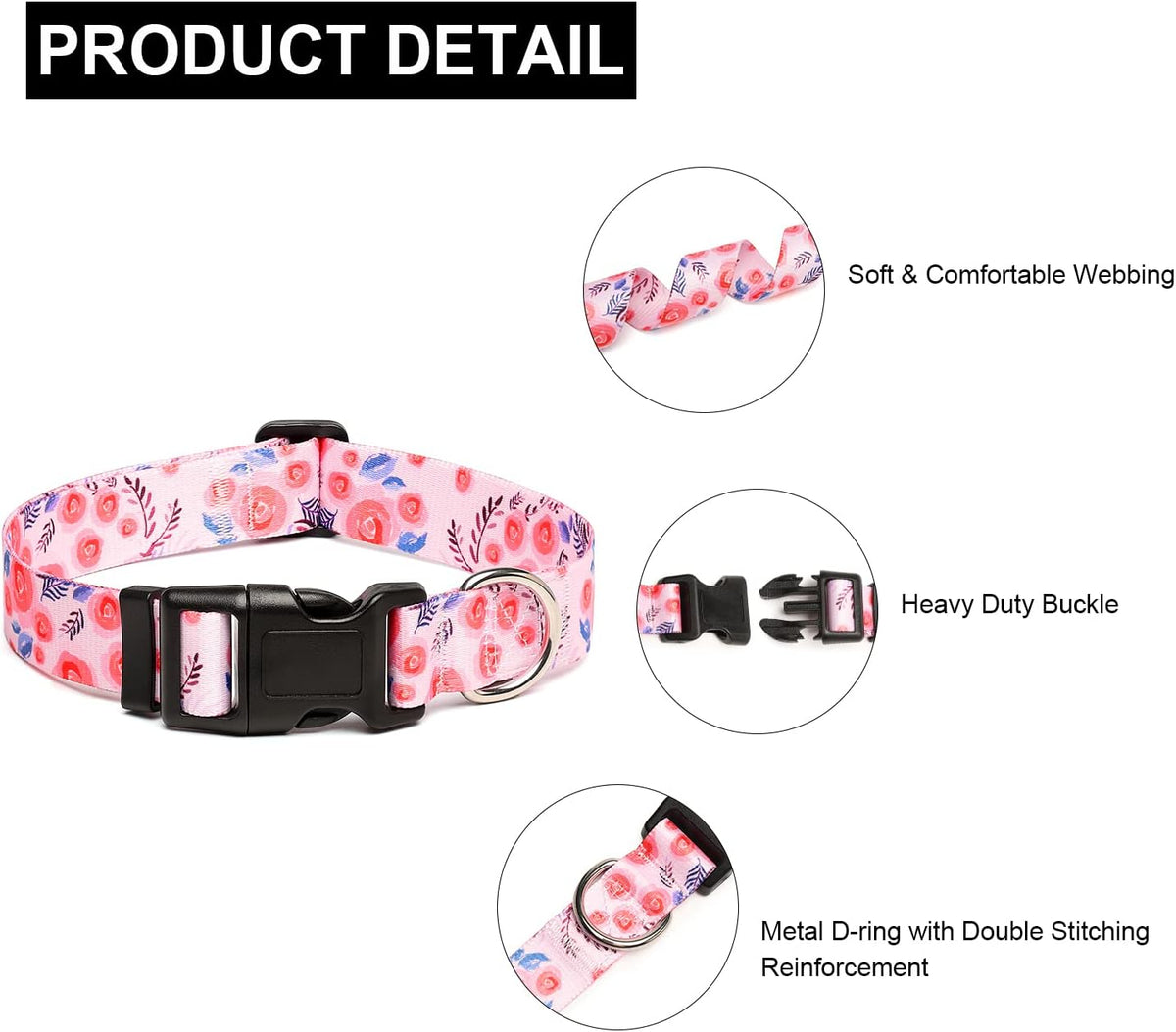 Mercano Adjustable Dog Collar - Special Design Patterns, Soft Nylon Comfortable Durable Pet Collar