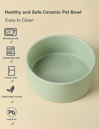 UBEE Ceramic Dog Bowl Set of 2, 5.1 inch Dog Dish Cat Food Bowl for Small Dogs and Large Cat, Pet