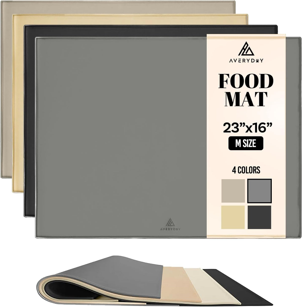 AVERYDAY 23x16'' Silicone Dog Mat for Food and Water, 0.63'' Edge Dog Food Bowl Mats for Floor