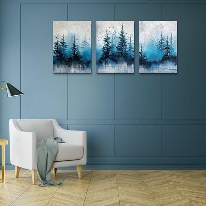 TTHYUEWS Boho Wall Art For Living Room Canvas Wall Decor For Bedroom Forest Landscape Wall Pictures
