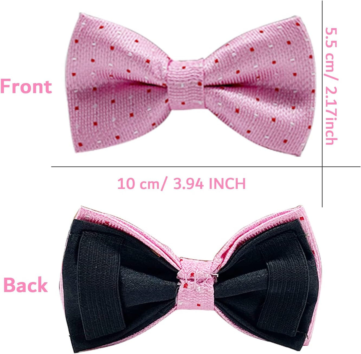 Dog Bow Tie / 50 Pcs Adjustable Elastic Rubber Band Double Layer Bow Ties for Small Medium Large
