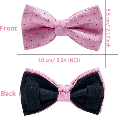 Dog Bow Tie / 50 Pcs Adjustable Elastic Rubber Band Double Layer Bow Ties for Small Medium Large