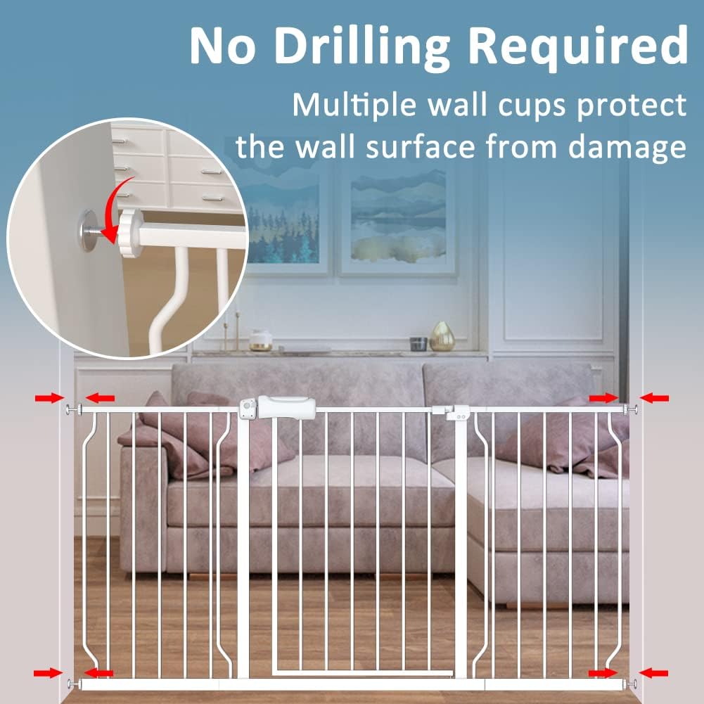 Extra Wide Baby Gate 4.72in Extensions Walk Through Baby Gate Pressure Mount Auto Close Child