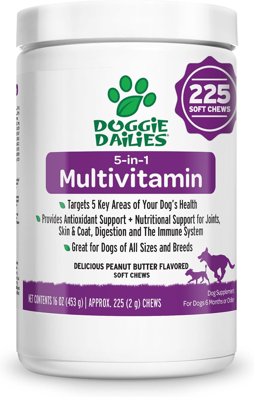 Doggie Dailies 5 in 1 Multivitamin for Dogs, Dog Multivitamin for Skin and Coat Health, Joint