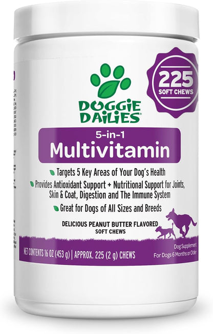Doggie Dailies 5 in 1 Multivitamin for Dogs, Dog Multivitamin for Skin and Coat Health, Joint