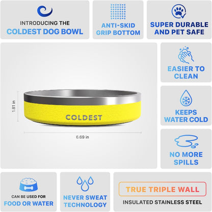 Coldest Dog Bowl - Anti Rust Metal, Non Slip, 3 Layers Insulated Stainless Steel Dog Bowls - Spill