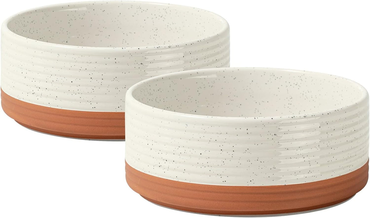 Ceramic 5.1inch Set of 2 Dog and Cat Bowls for Puppy, Kitty, Cats, 2pcs Anti-Slip Food and Water