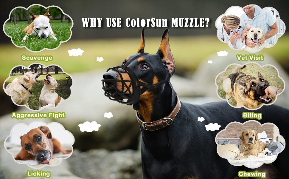 Dog Muzzle Breathable Basket Muzzles for Large and X-Large Dogs, Stop Biting, Barking and Chewing