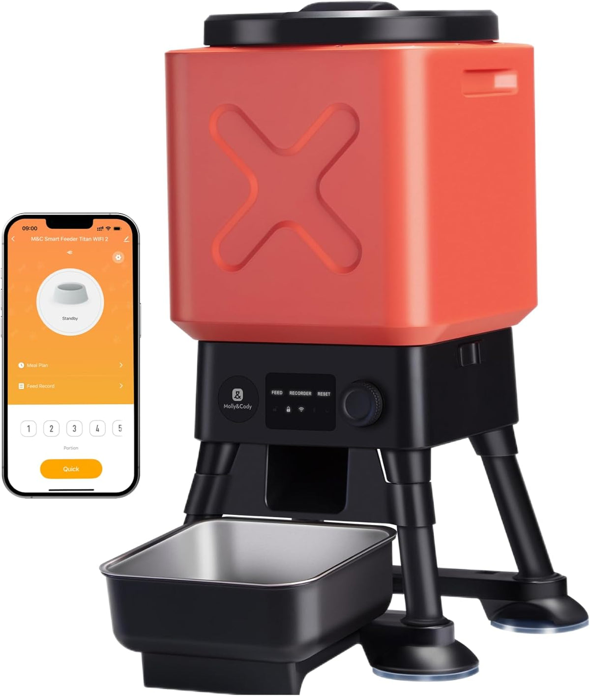 Automatic Dog Feeder for Large Dogs, 14L Capacity, Remote Feeding, Anti-Blockage System, Timed Auto