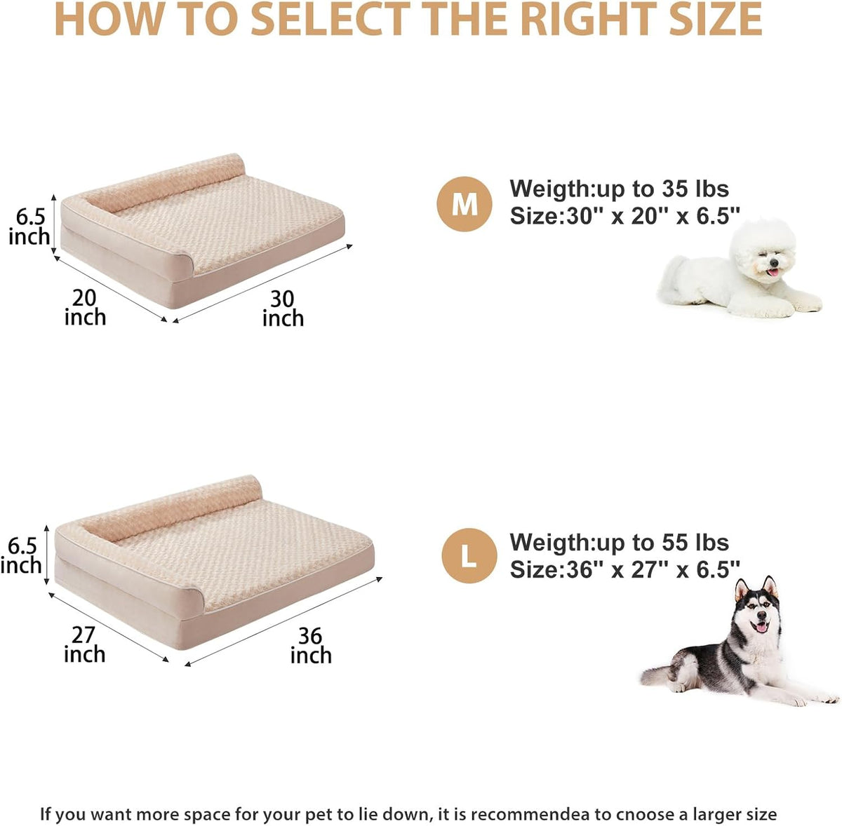 BFPETHOME Orthopedic Dog Beds for Large Dogs-Waterproof Sofa Dog Bed with Removable Washable Cover