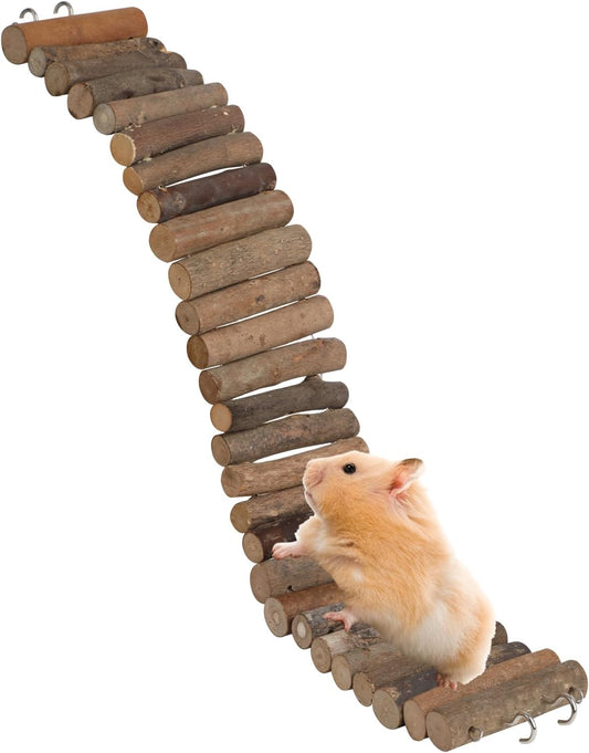 SIMENA Wooden Hamster Suspension Bridge Toy, Hamster Fencing, Natural Climbing Ladder for Dwarf