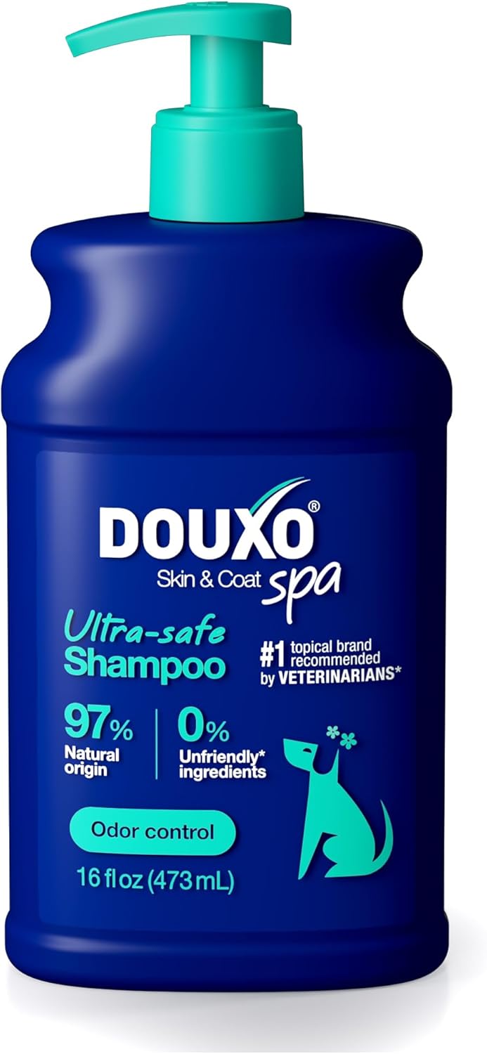 DOUXO® Skin & Coat SPA - Ultra-Safe Odor Control Dog Shampoo for Smelly Dogs, 16 fl oz, Cleans and