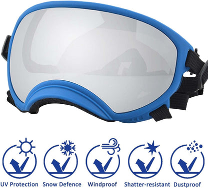 Medium Dog Sunglasses with Adjustable Strap UV Protection, Winproof Dog Puppy Sunglasses, Suitable