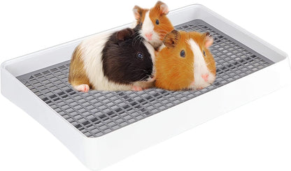 FHTONGE Guinea Pig Litter Box for Cage, Guinea Pigs Litter Pan with Grid, Rectangular Small Amimal
