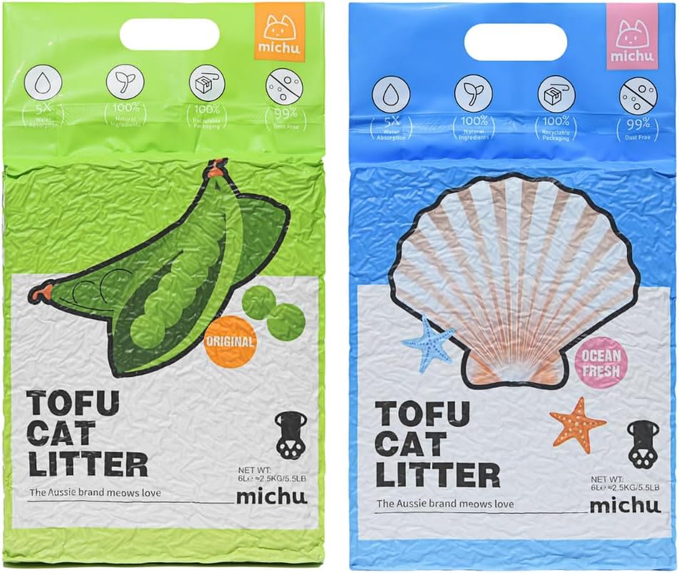 Tofu Cat Litter Natural Clumping Tofu Cat Litter, Fast Clumping and Easily Scoop-able 5.5lb/88oz 5