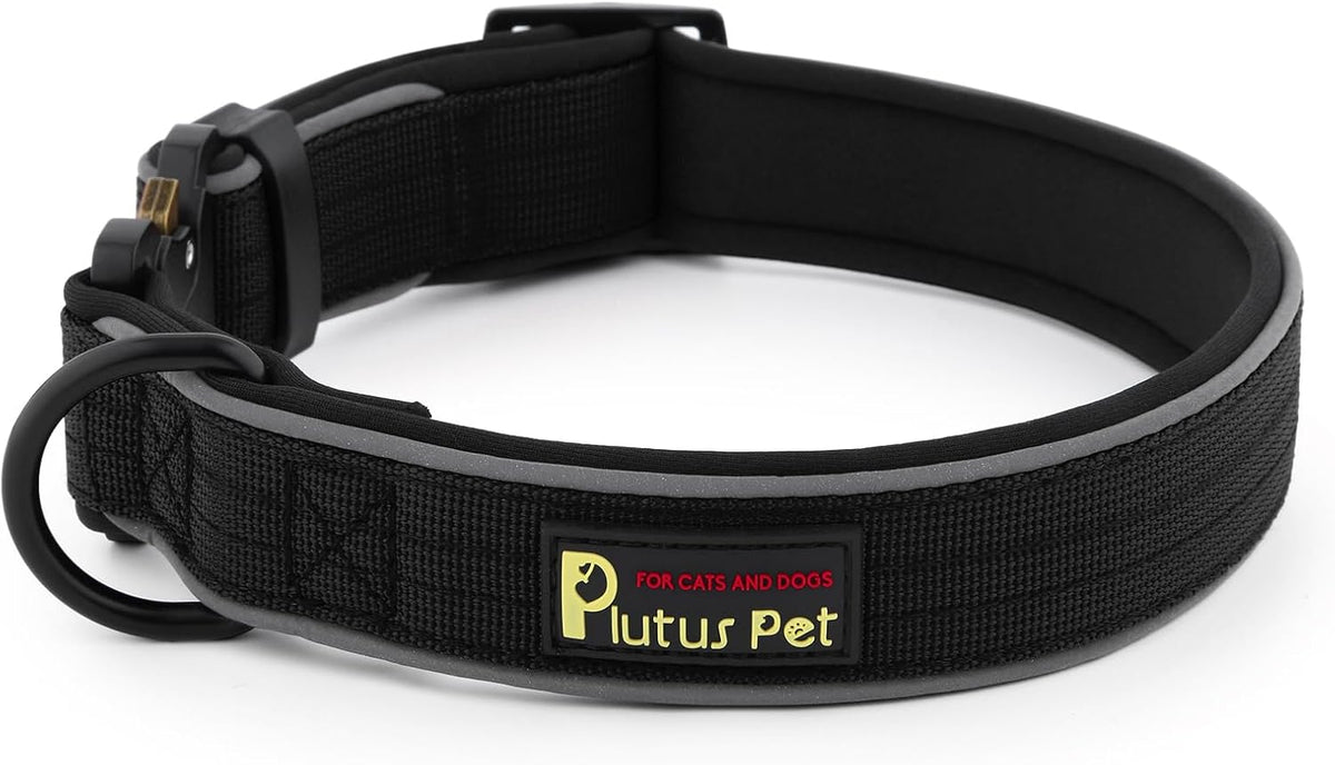 Plutus Pet Tactical Dog Collar, Reflective, Adjustable Heavy Duty Dog Collar, Soft Padded and