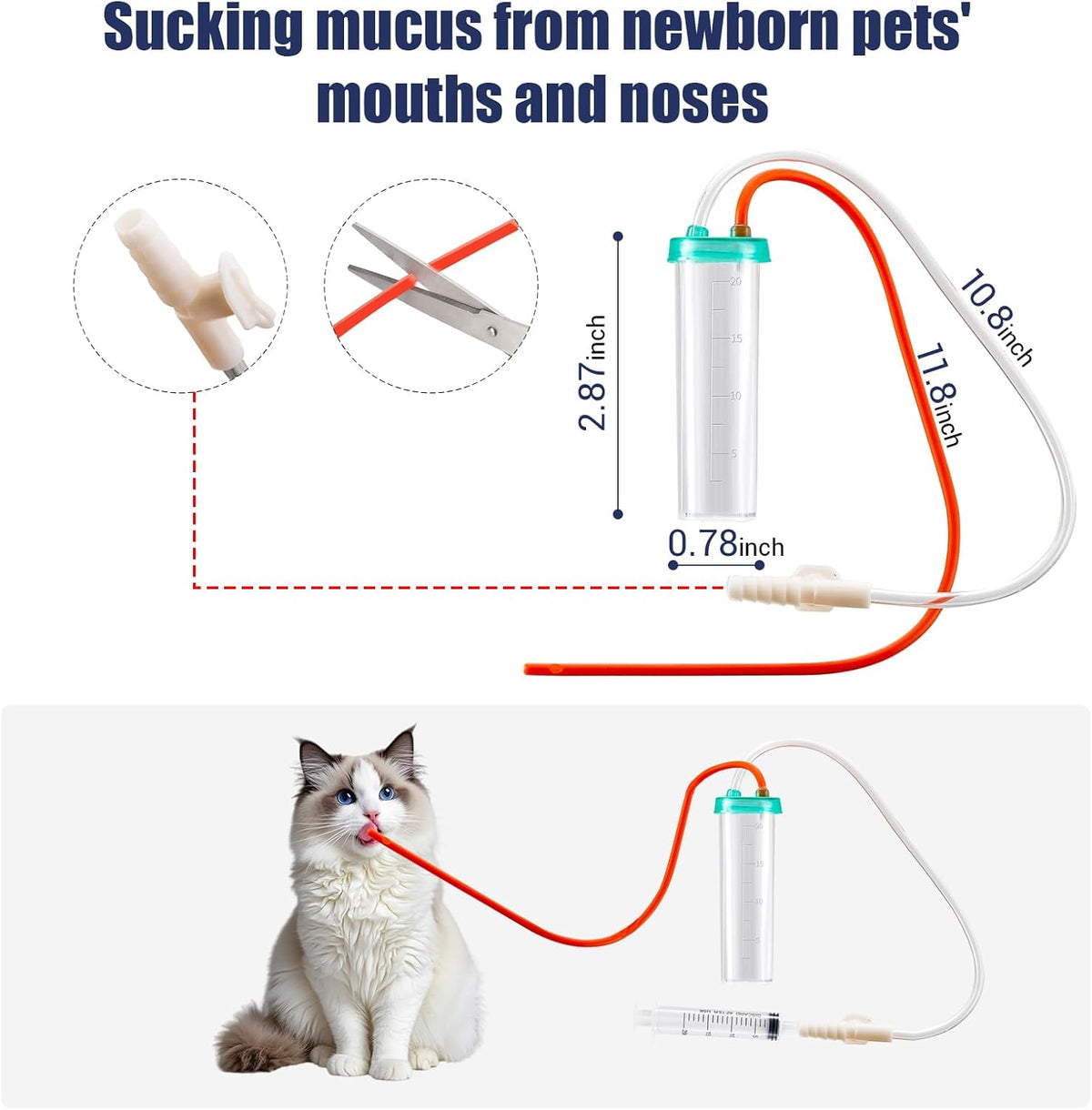 Newborn Puppy Kitten Small Animal Sterile Mucus Extractor Suction Catheter, Animal Kid Puppy Kitten