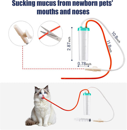 Newborn Puppy Kitten Small Animal Sterile Mucus Extractor Suction Catheter, Animal Kid Puppy Kitten