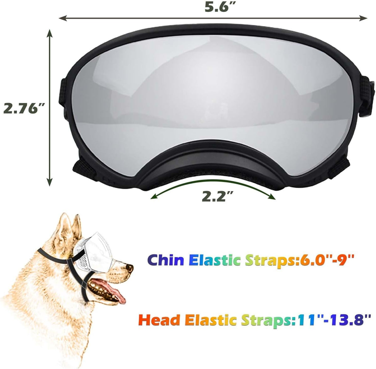 Medium Dog Sunglasses with Adjustable Strap UV Protection, Winproof Dog Puppy Sunglasses, Suitable
