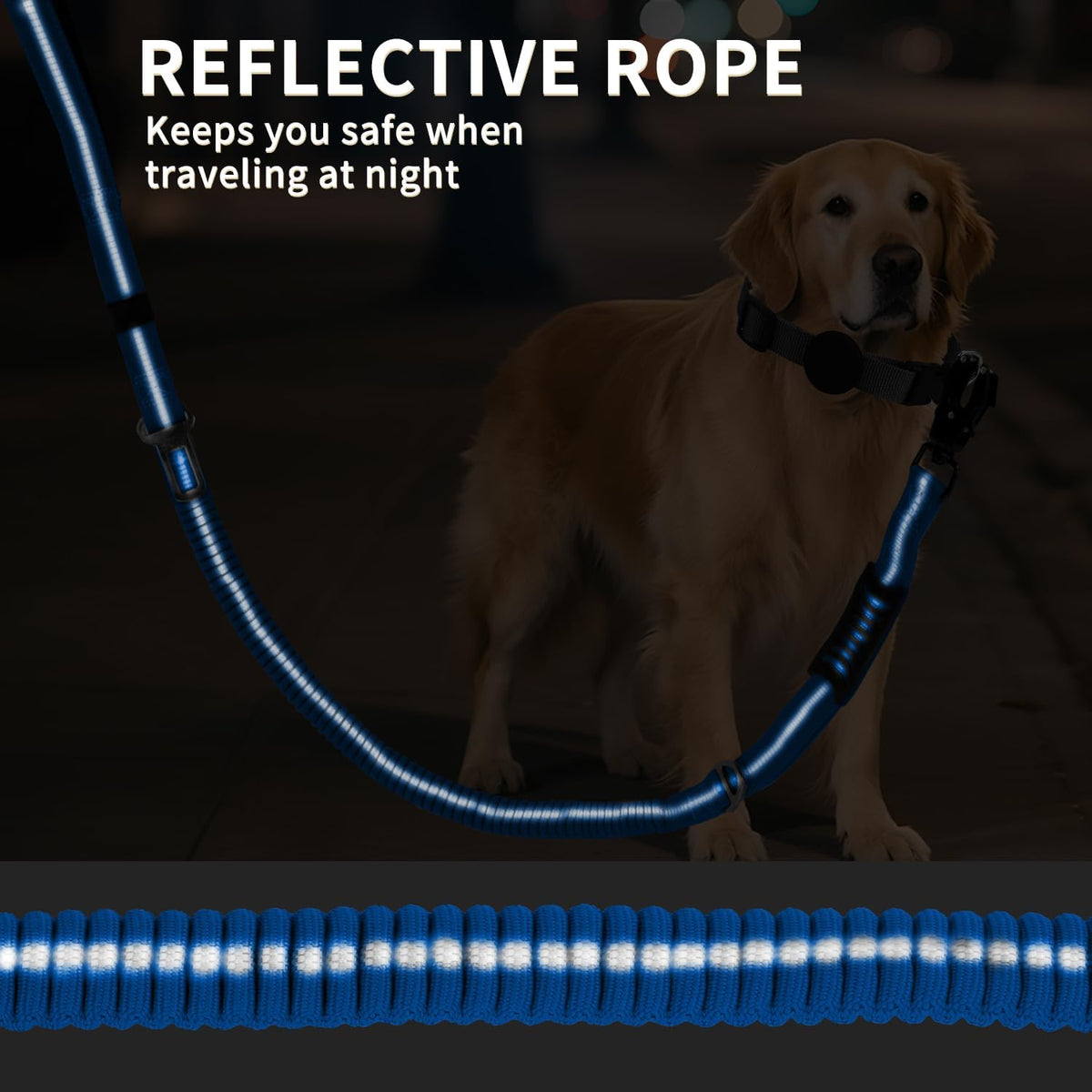Heavy Duty Tactical Bungee Dog Leash, 4-6FT Shock Absorbing Tactical Dog Leash with 2 Padded