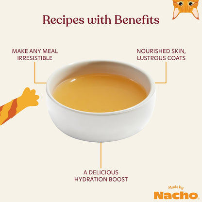 Made by Nacho Bone Broth Cat Food Topper for Hydration and Picky Eaters - Add Protein and Flavor to
