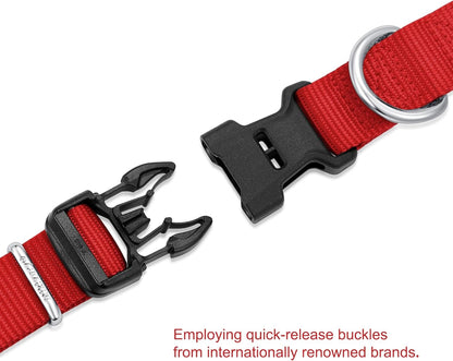 Mikivery Nylon Dog Collar with Quick Release Buckle Soft Adjustable Sturdy for Small Medium Large