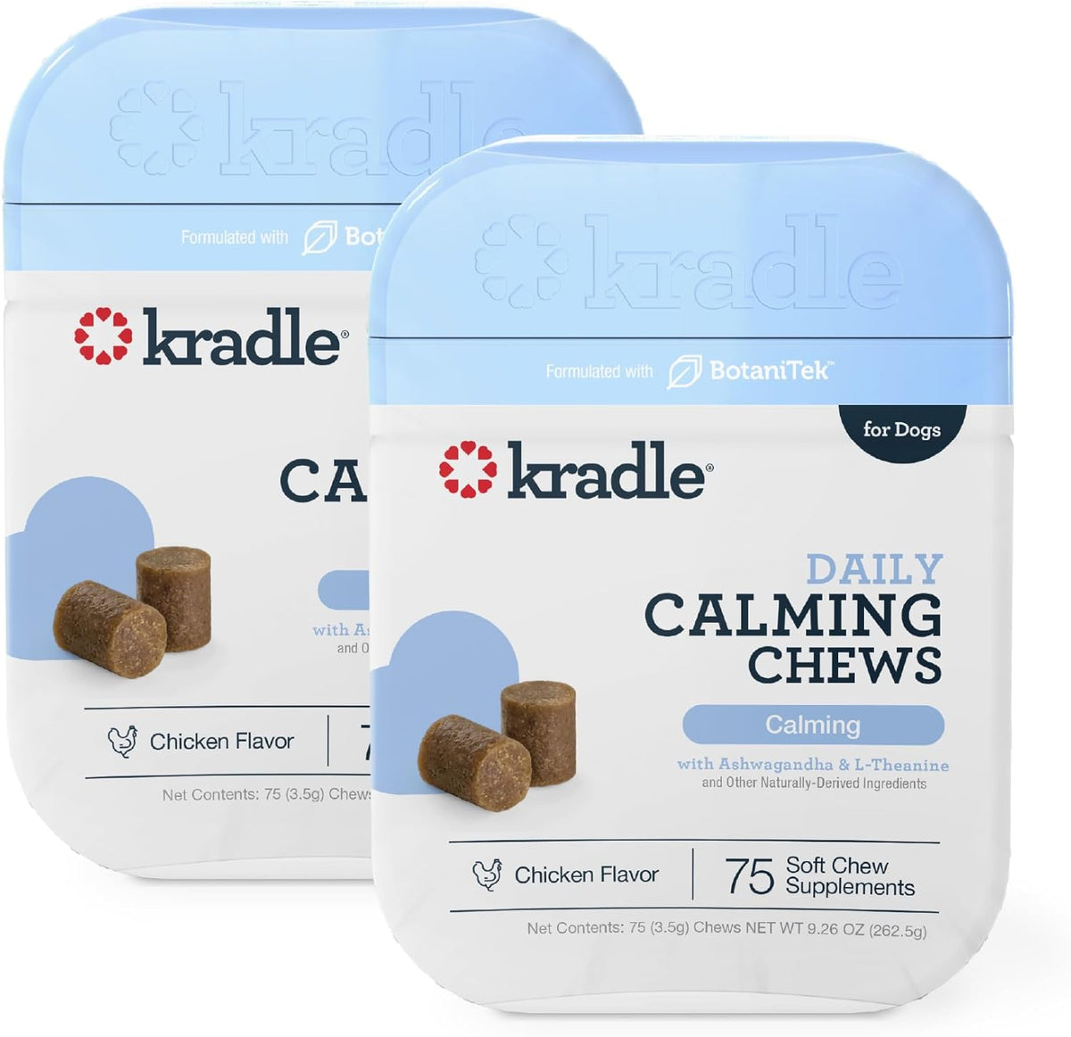 Kradle Calming Chews for Dogs - Anxiety and Stress Support - L-Theanine Ashwagandha GABA - Calming