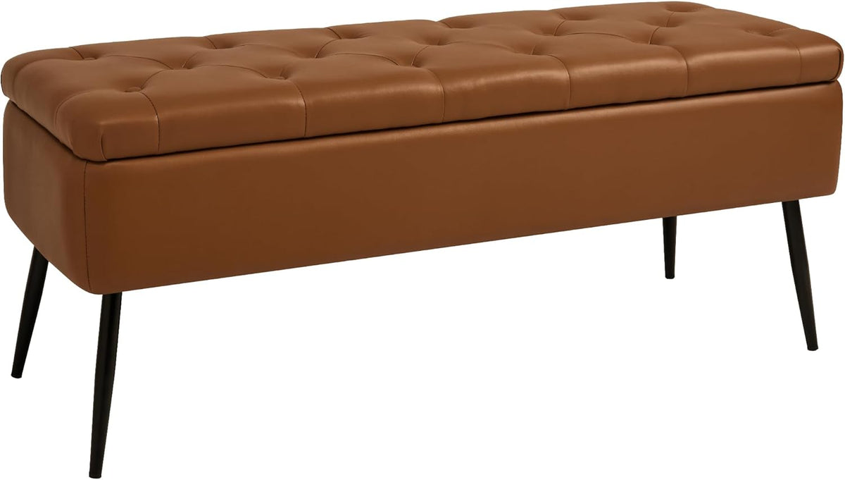 Leather Storage Ottoman Bench,End of Bed Bench for Living Room Bedroom Dinning Room