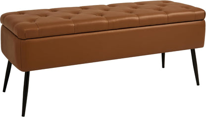 Leather Storage Ottoman Bench,End of Bed Bench for Living Room Bedroom Dinning Room