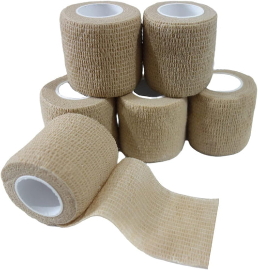 6 Pack 2" x 5 Yards Self Adhesive Bandage Wrap Breathable Cohesive Vet Wrap for Pets, Elastic